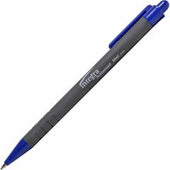 Rubber Barrel Retractable Ballpoint Pens, Medium Pen Point, 1 mm Pen Point Size, Retractable, Blue, Rubber Barrel, 1 Dozen
