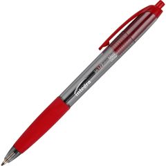 Rubber Grip Retractable Pens, Medium Pen Point, 1 mm Pen Point Size, Retractable, Red, Red Barrel, 1 Dozen