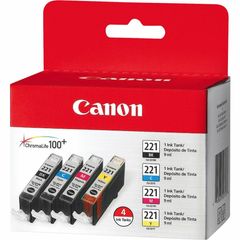 CLI-221 Original Ink Cartridge, Inkjet, Assorted, Cyan, Magenta, Yellow, 4 / Pack