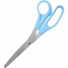 All Purpose 8" Stainless Steel Straight Scissors, 8" Overall Length, Straight-left/right, Stainless Steel, Pointed Tip, Blue, 1 Each