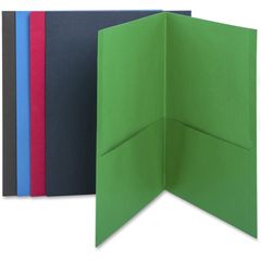 Letter Recycled Pocket Folder, 8 1/2" x 11", 100 Sheet Capacity, 2 Internal Pocket(s), Paper, Assorted, 35% Recycled, 25 / Box