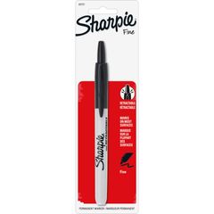 Retractable Permanent Marker, Fine Marker Point, Retractable, Black, 1 Each