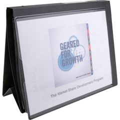 Presentation Binder, 1" Binder Capacity, Letter, 8 1/2" x 11" Sheet Size, Ring Fastener(s), Internal Pocket(s), Black, Recycled, Business Card Holder, Label Holder, 1 Each