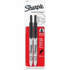 Retractable Ultra-Fine Point Permanent Markers, Ultra Fine Marker Point, Retractable, Black, 2 / Pack