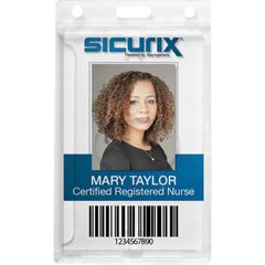Rigid PC ID Badge Dispensers with Thumb Slot - Vertical, Support 2.50" x 3.50" Media, Vertical, Polycarbonate, 25 / Pack, Clear