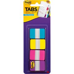 Tabs, 88 Write-on Tab(s), 1.50" Tab Height x 1" Tab Width, Blue, Yellow, Pink, Purple Tab(s), Repositionable, 88 / Pack