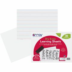 Dry Erase Learning Board, Dry-erase, Two-Sided, 3/4" Rule/Plain, 11" Width x 8.25" Height, White Surface, Rectangle, No, 30 / Pack