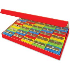 Sharpener Classroom Pack, 1 Hole(s), 0.5" Height x 1" Width x 0.6" Depth, Assorted, 25 / Box