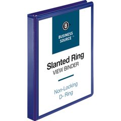 D-Ring View Binder, 1" Binder Capacity, Slant D-Ring Fastener(s), Internal Pocket(s), Navy, Clear Overlay, Labeling Area, Lay Flat, Pocket, 1 Each