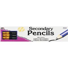 Secondary Pencils with Eraser, Black Lead, Blue Barrel, 144 / Box