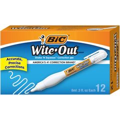 Shake 'N Squeeze Correction Pen, Pen Applicator, 8 mL, White, Fast-drying, 12 / Box
