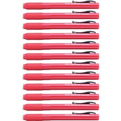 Rubber Grip Clic Eraser, Red, Pen, Refillable, 12 / Box, Retractable, Latex-free Grip, Pocket Clip, Ghost Resistant, Non-abrasive