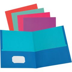 Letter Recycled Pocket Folder, 8 1/2" x 11", 100 Sheet Capacity, 2 Pocket(s), Assorted, 10% Recycled, 50 / Box