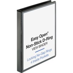 Locking D-Ring View Binder, 1" Binder Capacity, Letter, 8 1/2" x 11" Sheet Size, 200 Sheet Capacity, D-Ring Fastener(s), 4 Inside Front & Back Pocket(s), Polypropylene, Chipboard, Black, Recycled