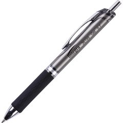 Retractable Gel Ink Pen, Medium Pen Point, 0.7 mm Pen Point Size, Retractable, Black Gel-based Ink, Black Barrel, Metal Tip, 1 Dozen