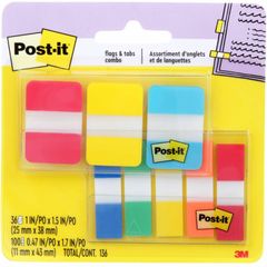 Tabs and Flags Combo Pack, Red, Yellow, Blue, Green, Orange, Sticky, Adhesive, 136 / Pack