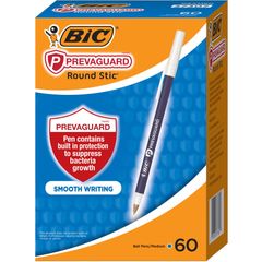 PrevaGuard Round Stic Ballpoint Pen, Medium Pen Point, 1 mm Pen Point Size, Blue, Blue Plastic Barrel, 60 / Box