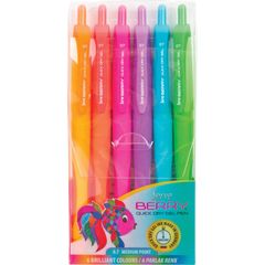 Serve Berry Quick Dry Retract Gel Ink Pen, Medium Pen Point, 0.7 mm Pen Point Size, Retractable, Orange, Red, Pink, Turquoise, Lilac, Light Green Gel-based Ink