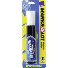 Marks A Lot Jumbo Washable Marker, Chisel Marker Point Style, Black Water Based Ink, Black Barrel, 1 Each