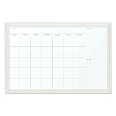 Magnetic Dry Erase Calendar with Decor Frame, One Month, 30 x 20, White Surface, White Wood Frame