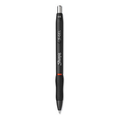 S-Gel High-Performance Gel Pen, Retractable, Fine 0.5 mm, Red Ink, Black Barrel, Dozen