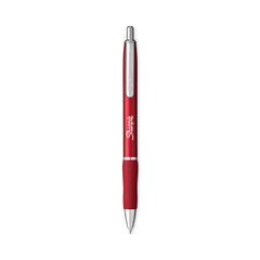 S-Gel Premium Metal Barrel Gel Pen, Retractable, Medium 0.7 mm, Black Ink, Red Barrel, 4/Pack