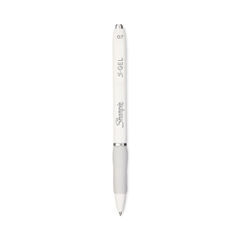 S-Gel Fashion Barrel Gel Pen, Retractable, Medium 0.7 mm, Black Ink, Pearl White Barrel, 4/Pack