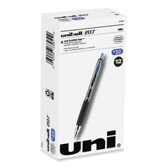 Signo 207 Gel Pen, Retractable, Medium 0.7 mm, Blue Ink, Smoke/Black/Blue Barrel, Dozen