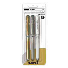 Signo Gel Impact Gel Pen, Stick, Bold 1 mm, Assorted Metallic Ink and Barrel Colors, 3/Pack