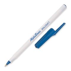 SKILCRAFT Alpha Basic Round Barrel Stick Pen - Blue Ink - White Barrel - 12 / Box