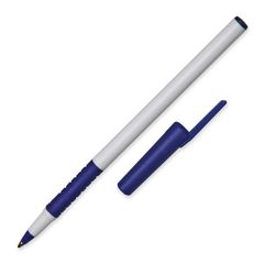 SKILCRAFT AlphaBasic Ballpoint Pen with Grip - Blue Ink - White Barrel - 12 / Dozen